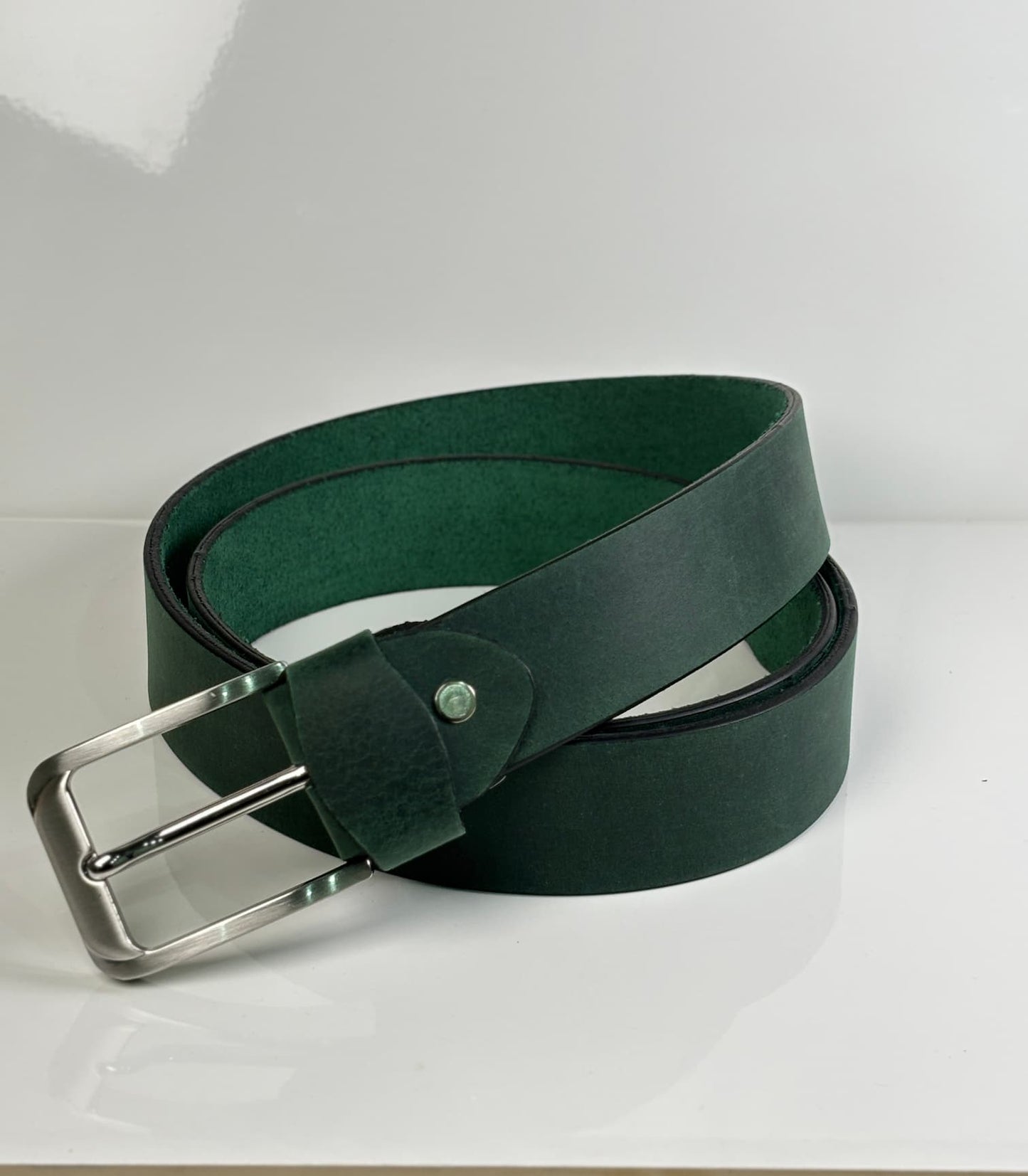 Pull Up Leather Belt 40MM Green