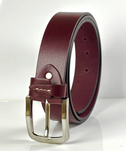 Lockzy Burgundy Full Grain Leather Belt – 40mm Jeans Belt