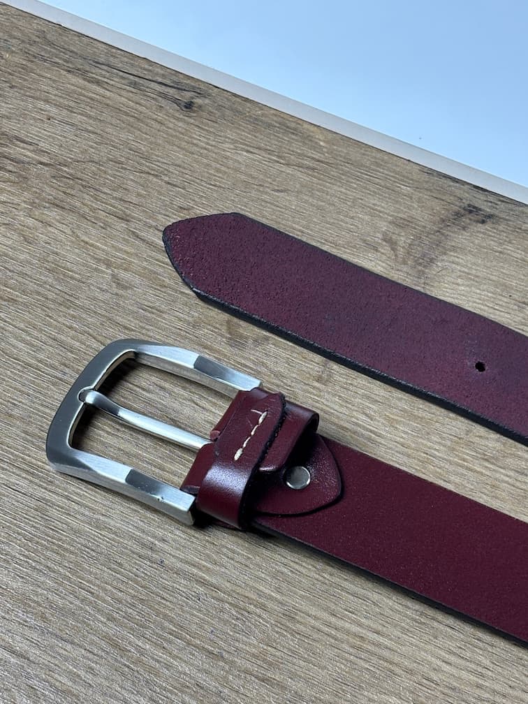 Lockzy Burgundy Full Grain Leather Belt – 40mm Jeans Belt
