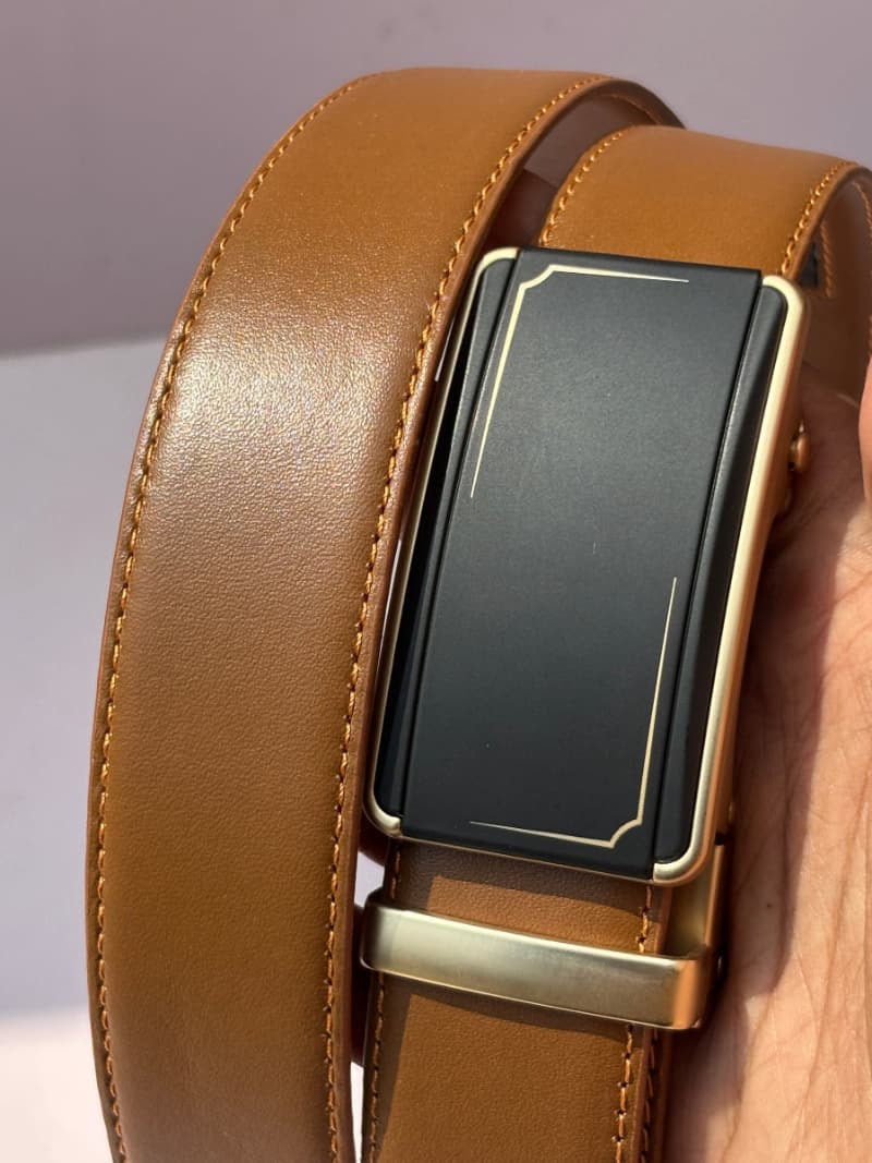 Real Full Grain 100 % Cow Leather, Not Artificial Premium Auto Lock Belt - Mustard – Soft, Durable, Elite