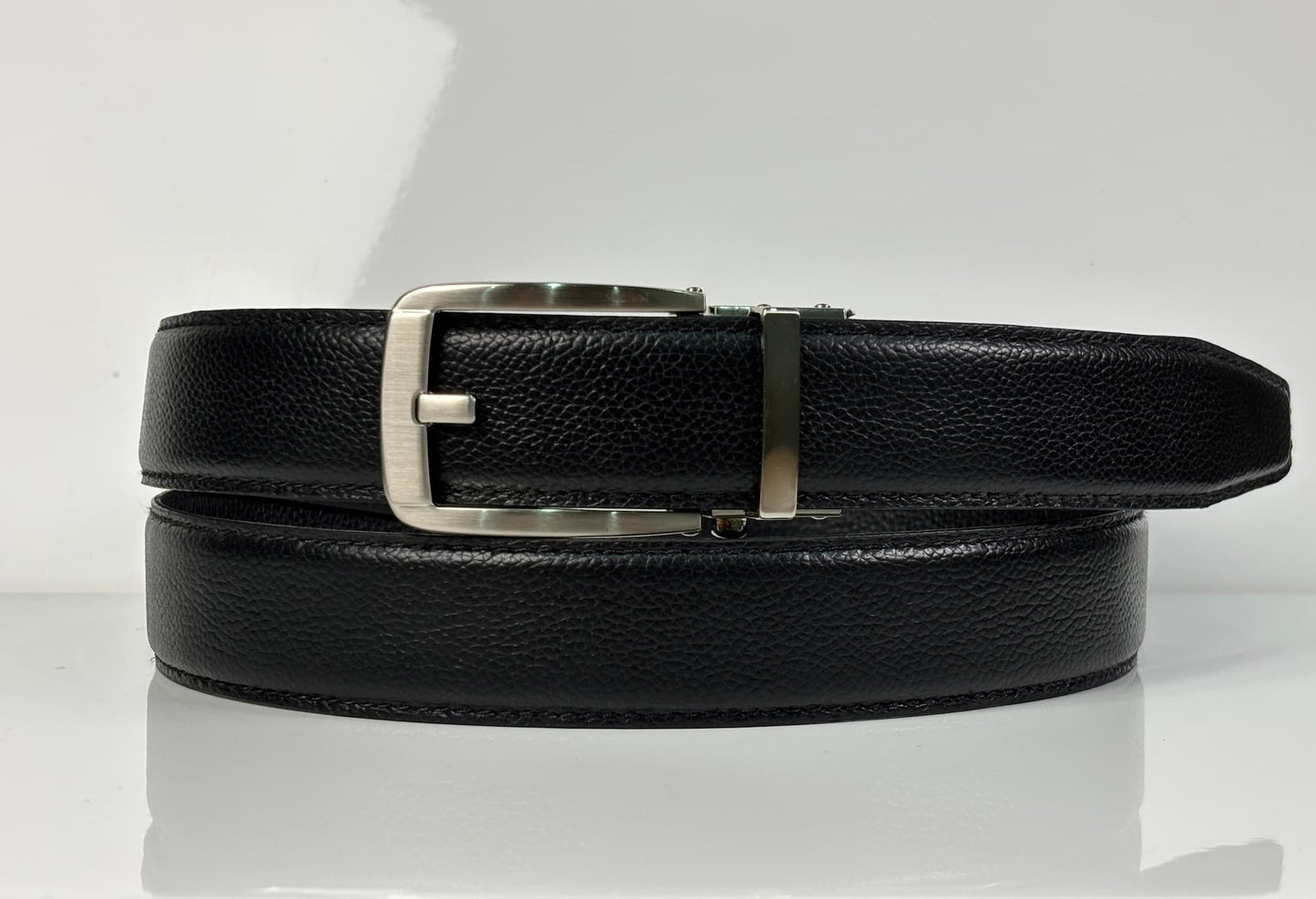 Auto Lock Full Grain Leather Belt -Black