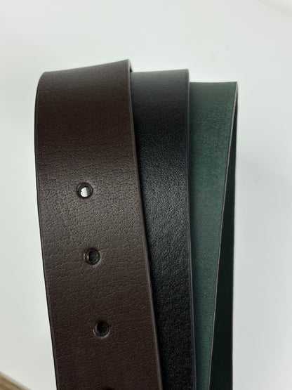 Pack of 3 - 40 MM Leather Belts - Black, Green & Chocolate Brown