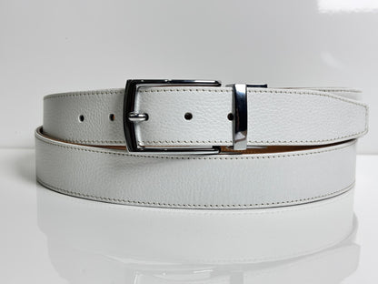 2-in-1 Rotatable Pure Leather Belt | White & Brown