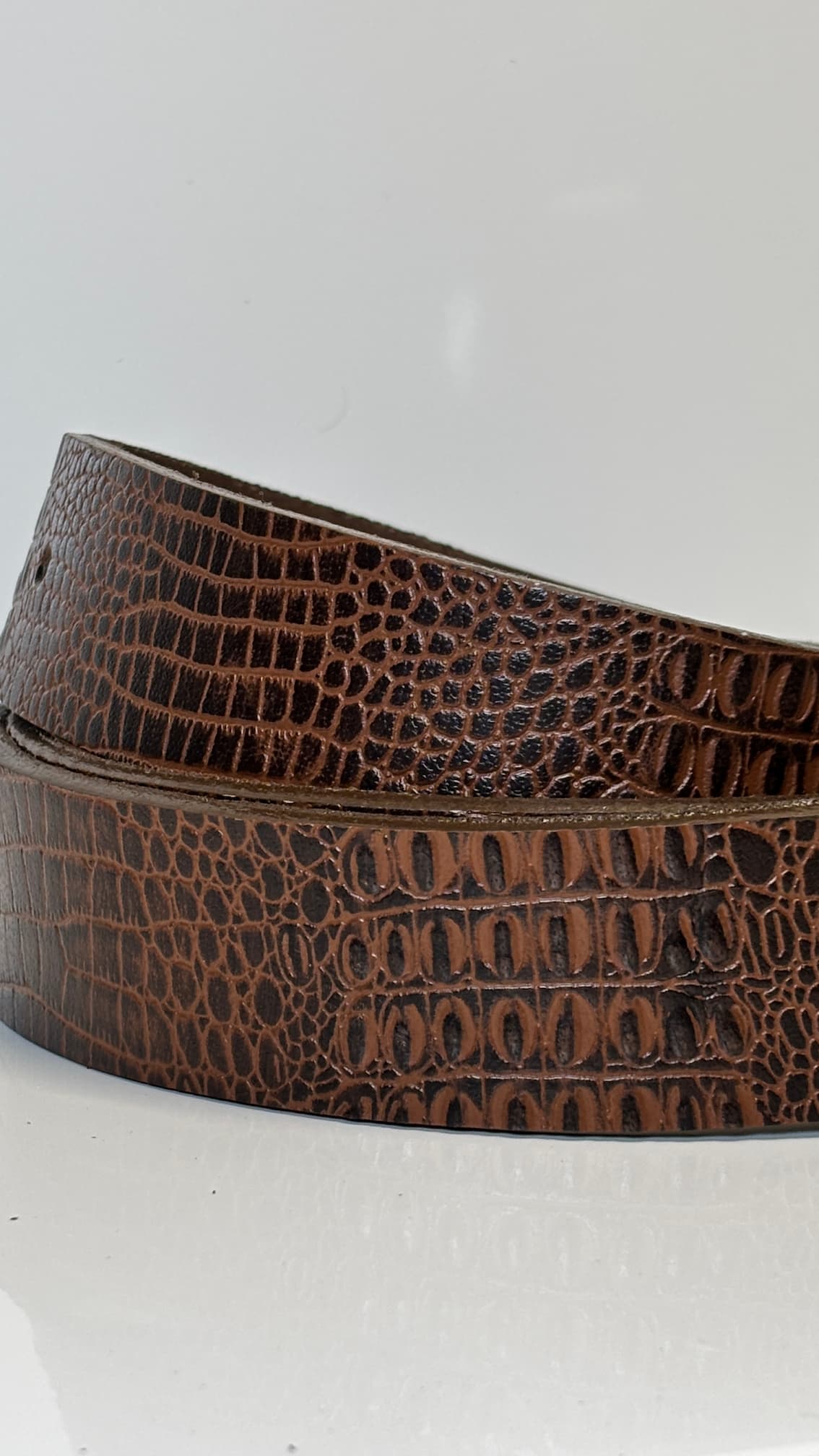 Full Grain 100%  Pure Leather Belt - No Peeling or Cracking - Best For Jeans- Crocuffalo Brown