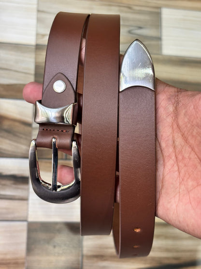 Slim Tail Standard Length No Hanging Belt – 25mm Brown Leather