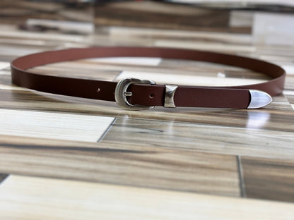 Slim Tail Standard Length No Hanging Belt – 25mm Brown Leather