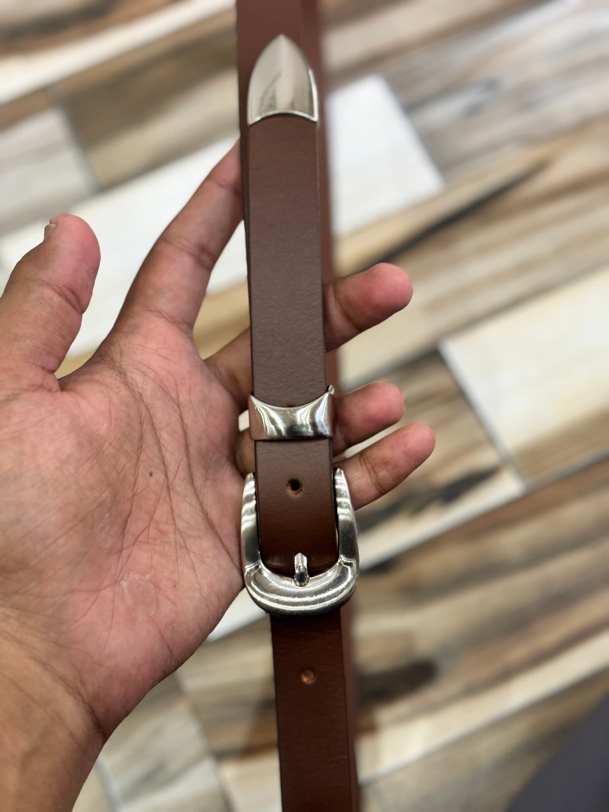 Slim Tail Standard Length No Hanging Belt – 25mm Brown Leather