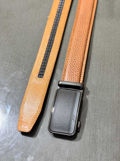 Tan Brown Auto-Lock Full Grain Leather Belt