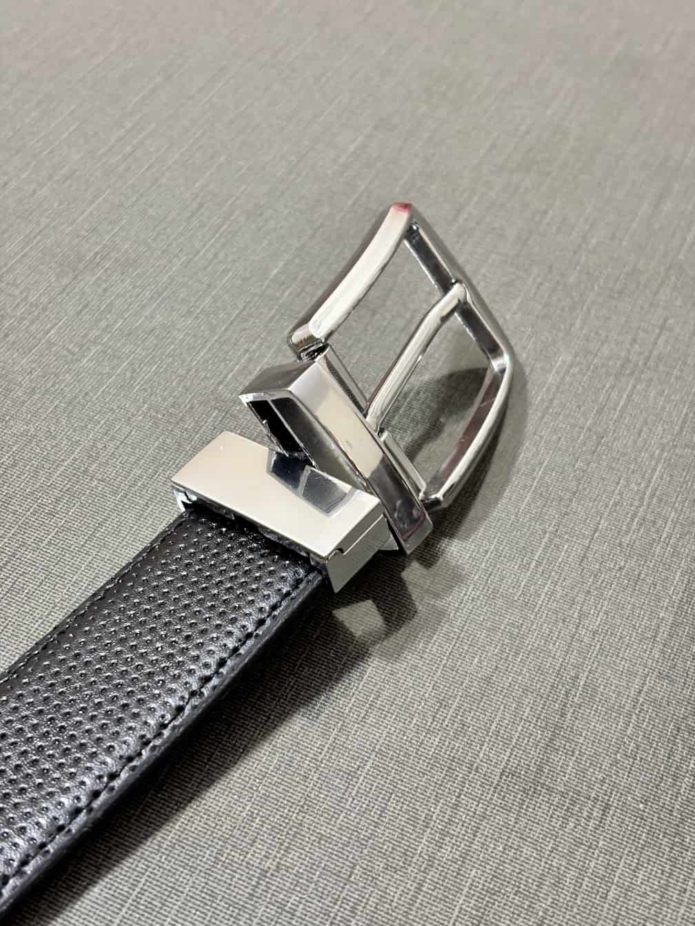 2-in-1 Double-Sided Cow Leather High Chrome Finish Belt - Perforated Black & Brown