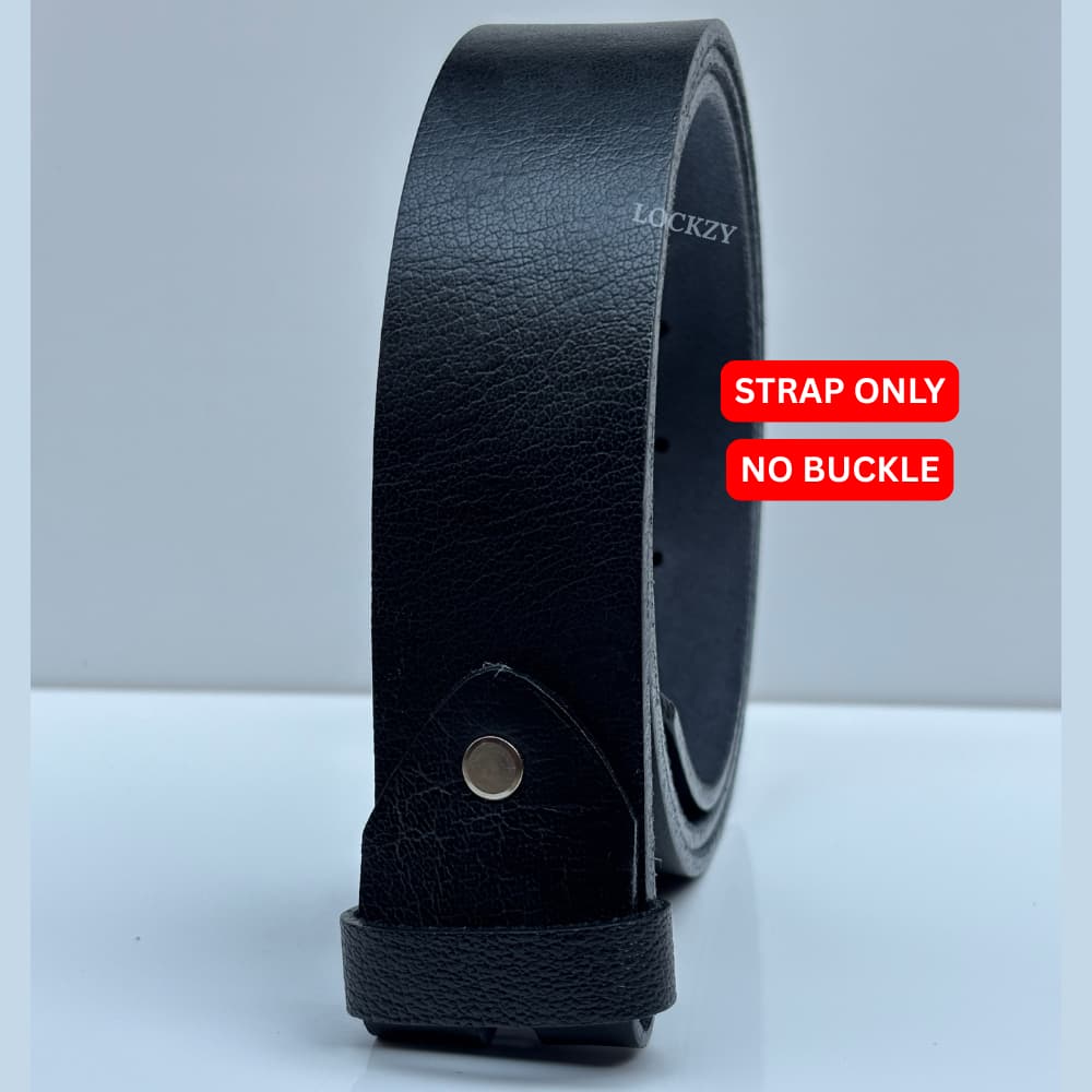 40 MM Only Strap No Buckle 100%  Pure Leather Strap - Black