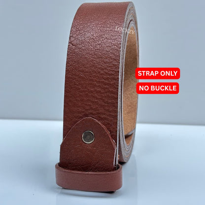 40 MM Only Strap No Buckle 100%  Pure Leather Strap - Saddle Brown
