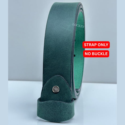 40 MM Only Strap No Buckle 100%  Pure Pull up Leather Strap - Hunter Green