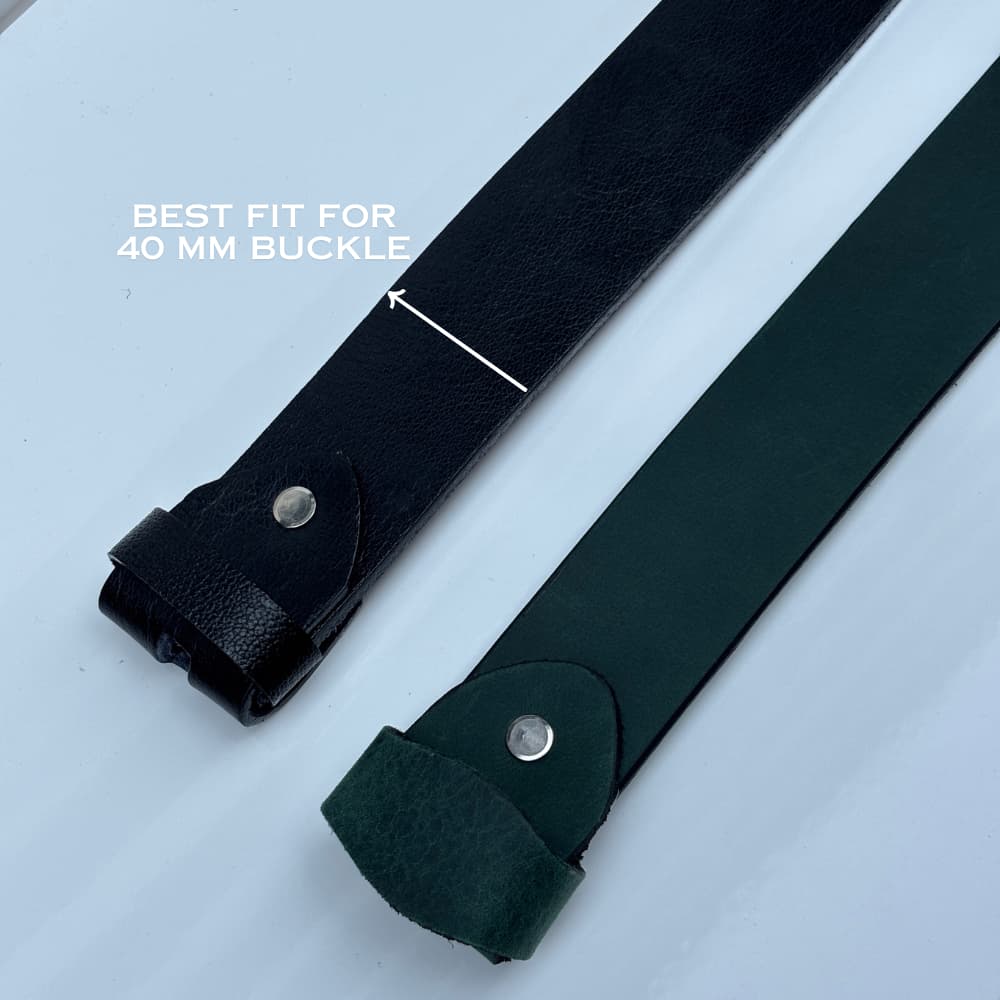 Lockzy Duo Pack: 40mm Black Full-Grain & Hunter Green Pull-Up Leather Straps | Premium Replacement Set | No Buckle