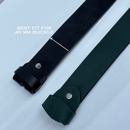 Lockzy Duo Pack: 40mm Black Full-Grain & Hunter Green Pull-Up Leather Straps | Premium Replacement Set | No Buckle