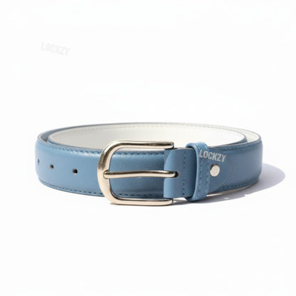 Lockzy Sky Blue 30mm Women’s Full Grain Leather Belt