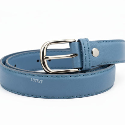 Lockzy Sky Blue 30mm Women’s Full Grain Leather Belt
