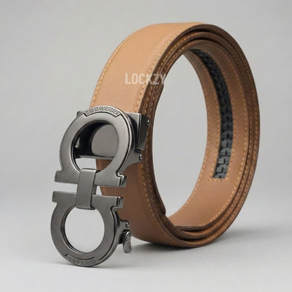 Real Full Grain 100 % Cow Leather, Not Artificial Premium Auto Lock Belt - Tan Brown – Soft, Durable, Elite