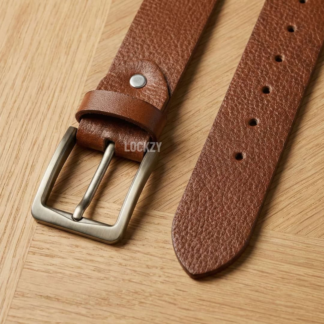 Full Grain 100%  Pure Leather Belt - No Peeling or Cracking- Best For Jeans - Saddle Brown