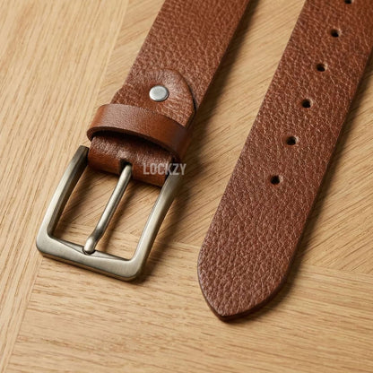 Full Grain 100%  Pure Leather Belt - No Peeling or Cracking- Best For Jeans - Saddle Brown