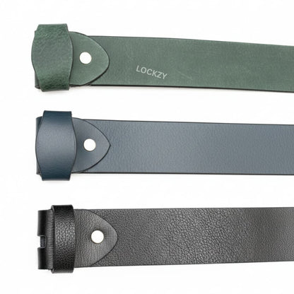 Pack of 3 - 40 MM Only Strap No Buckle Pull up Leather Straps - Black, Blue & Green