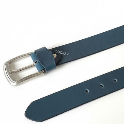 Pull Up Buffalo Leather Belt - Blue, Best For Jeans