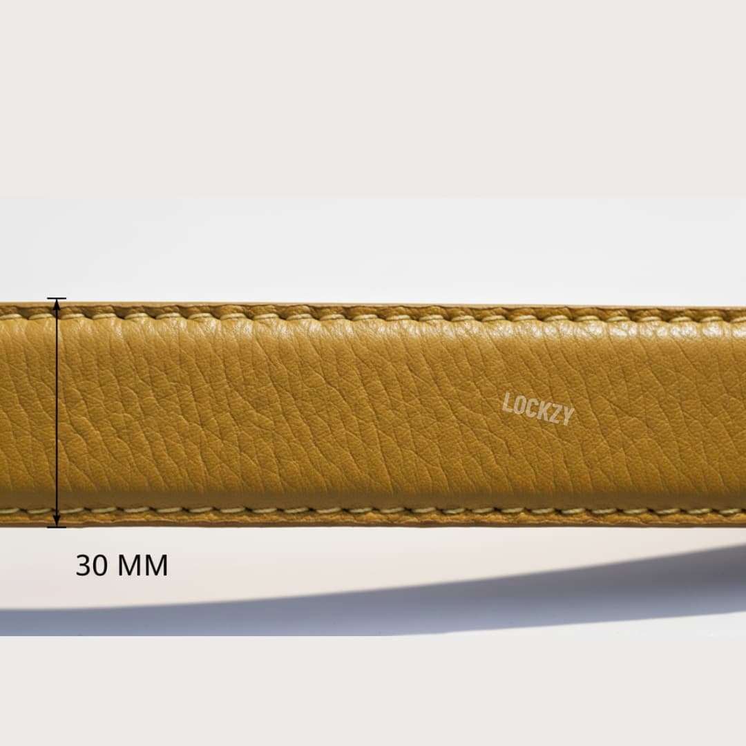 Lockzy Mustard 30mm Women’s Full Grain Leather Belt