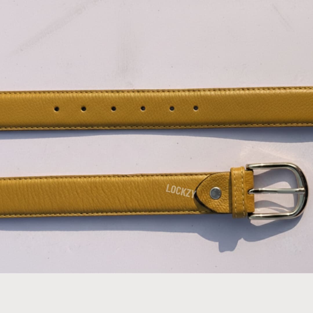 Lockzy Mustard 30mm Women’s Full Grain Leather Belt