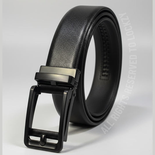 Imported Ratchet Belt – Grain Black - Versatile Buckle Collection non Leather