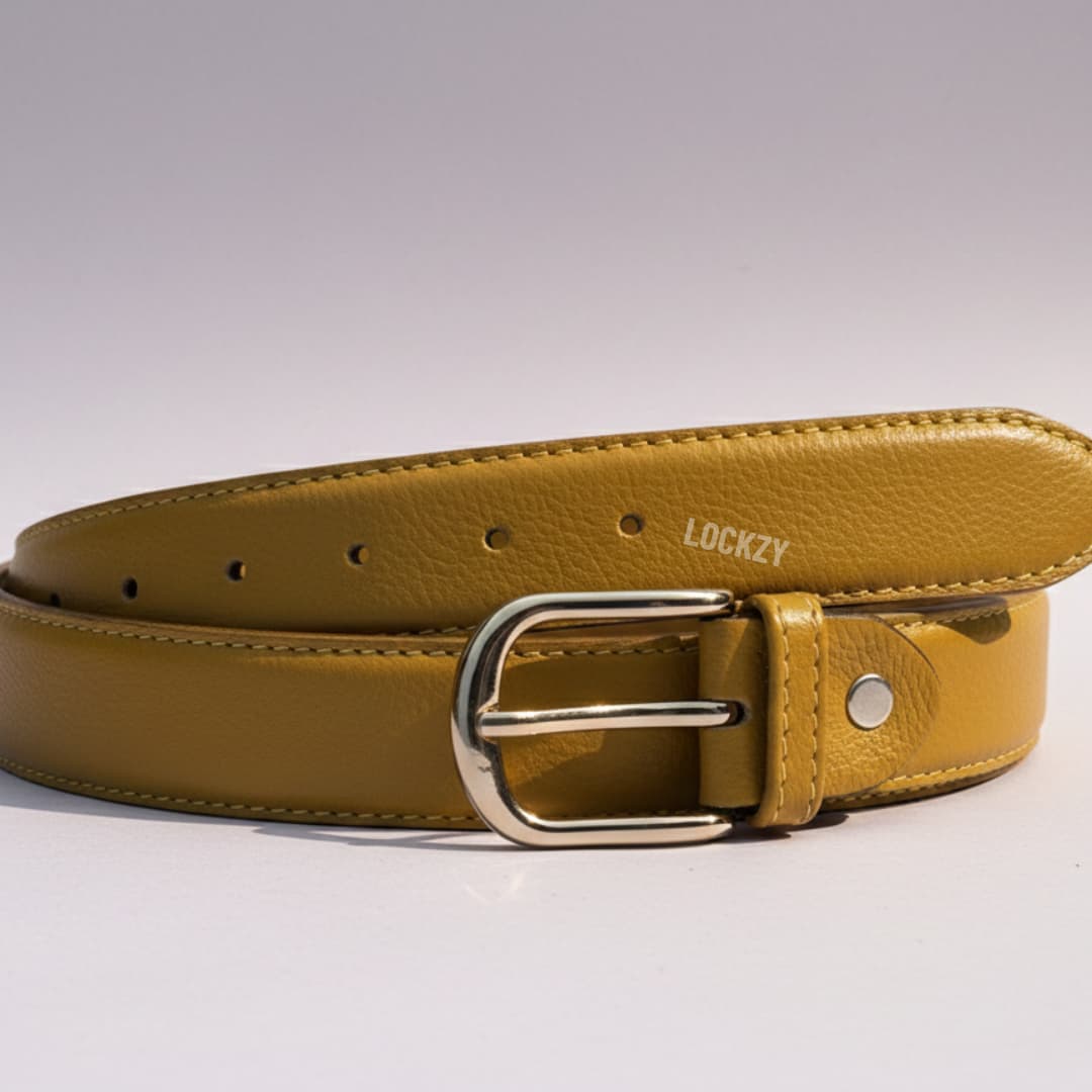 Lockzy Mustard 30mm Women’s Full Grain Leather Belt