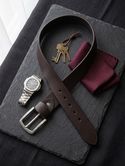 Full Grain Leather Belt - Chocolate Brown - 40MM