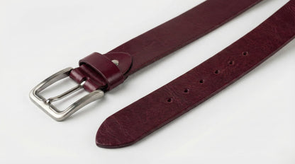 Pull Up 100% Pure Leather Belt -  No Peeling or Cracking - Best For Jeans- Maroon