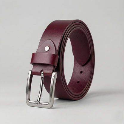 Pull Up 100% Pure Leather Belt -  No Peeling or Cracking - Best For Jeans- Maroon