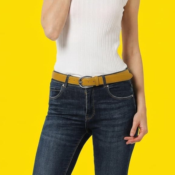 Lockzy Mustard 30mm Women’s Full Grain Leather Belt