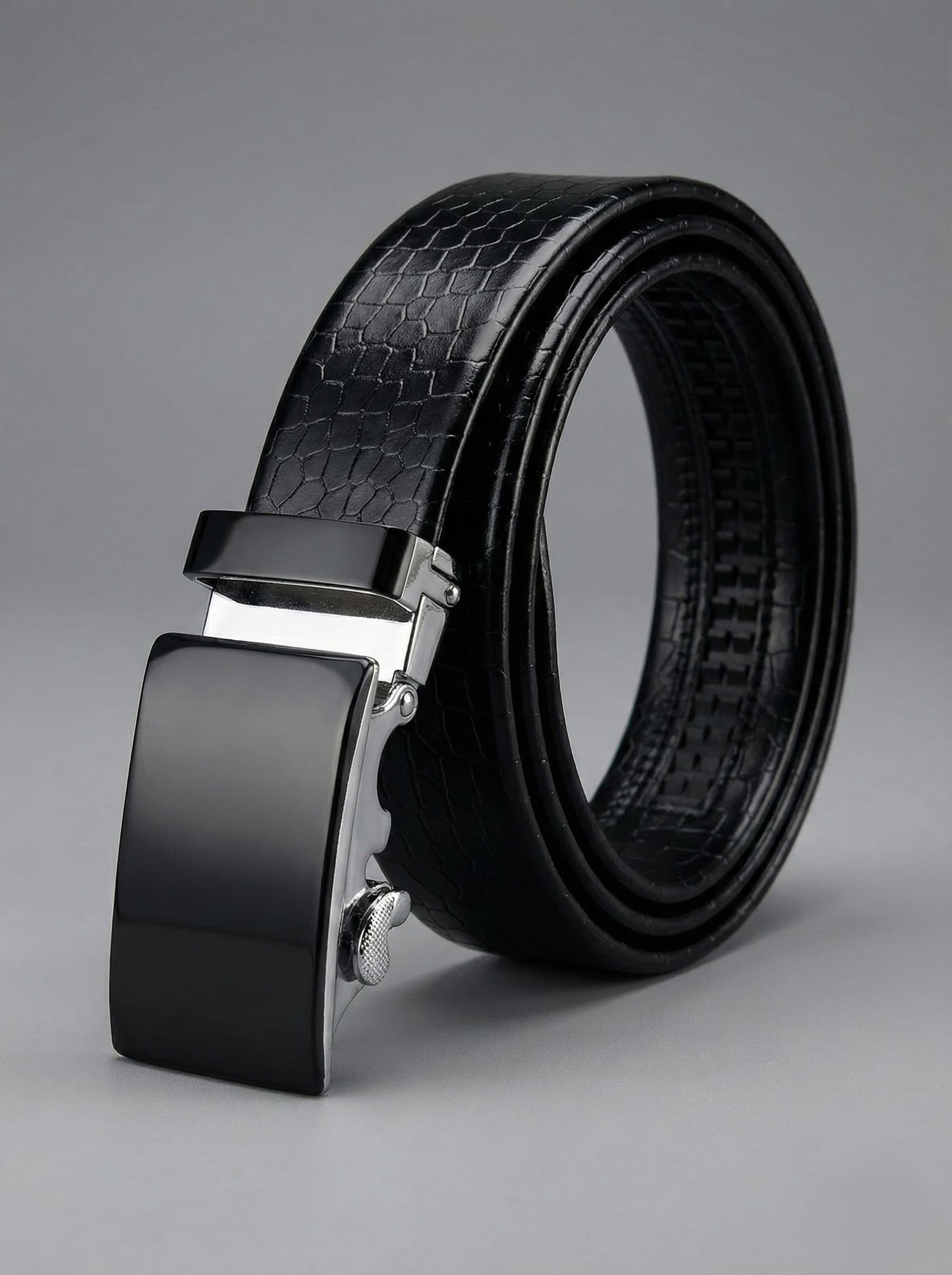 Imported Ratchet Auto Lock Belt – Pattern Black - Versatile Buckle Collection
