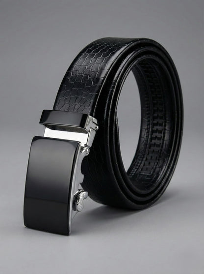 Imported Ratchet Auto Lock Belt – Pattern Black - Versatile Buckle Collection