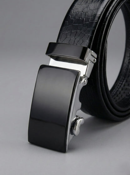 Imported Ratchet Auto Lock Belt – Pattern Black - Versatile Buckle Collection