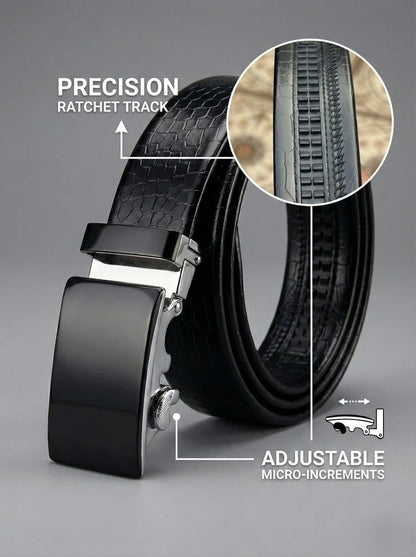 Imported Ratchet Auto Lock Belt – Pattern Black - Versatile Buckle Collection