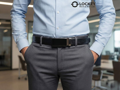 Imported Ratchet Auto Lock Belt – Pattern Black - Versatile Buckle Collection