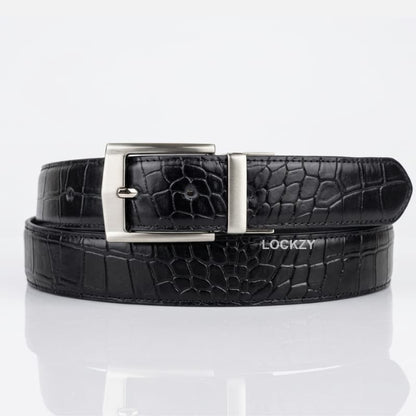 2-in-1 High Chrome finish Cow Leather Belt - Crocodile Black & Brown