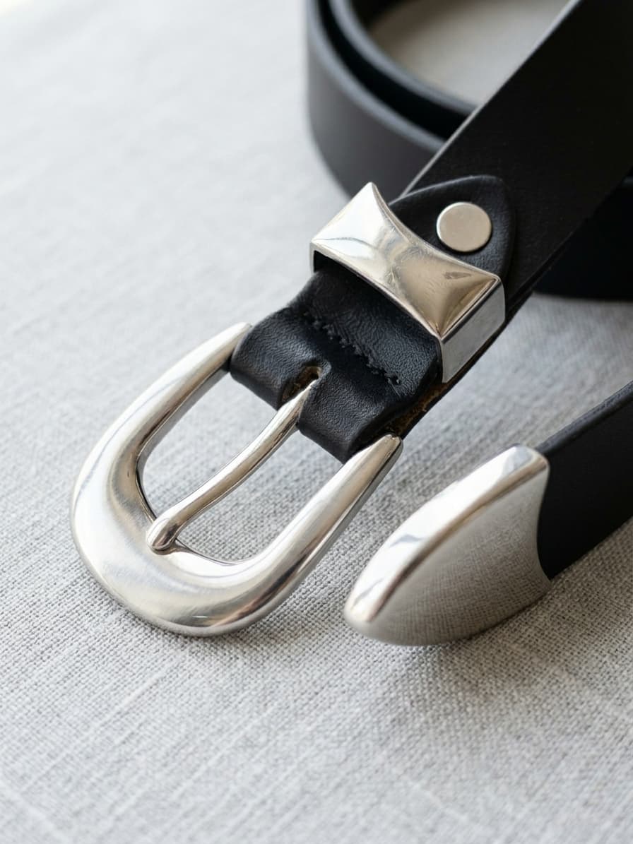 Slim Hanging Tail Belt – 25mm Black Leather