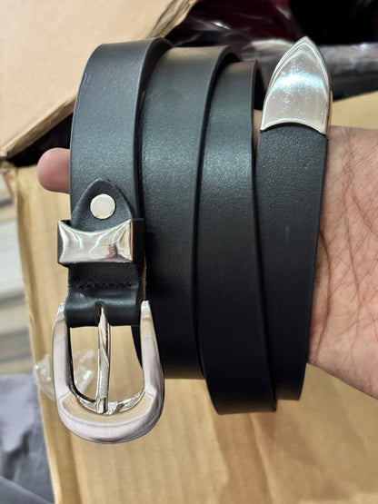Slim Hanging Tail Belt – 25mm Black Leather
