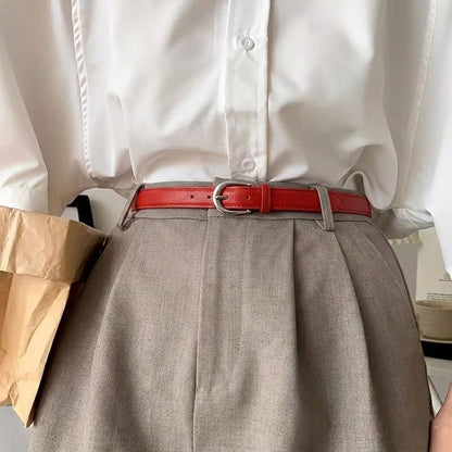 Lockzy Women's 30mm Genuine Red Leather Belt