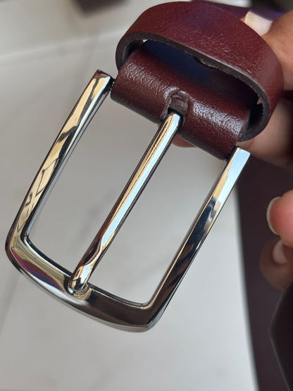 Maroon Natural Leather Belt - 35 MM