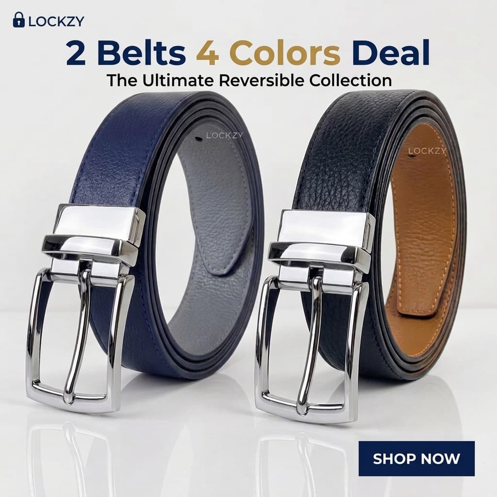 Leather Belt Deal | 2 Belts, 4 Colors, Black/Brown and Blue/Grey