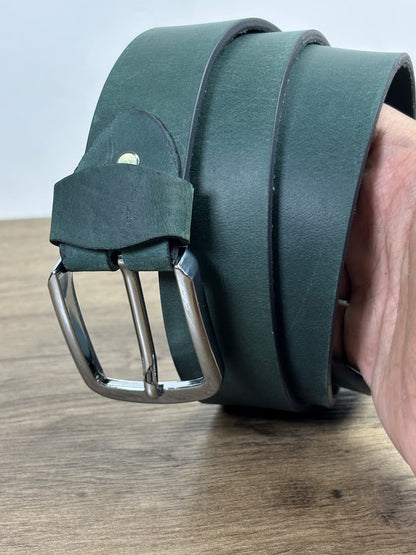 Pull Up Leather Belt 40MM Green