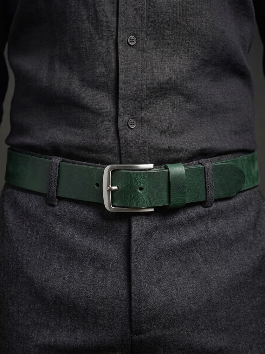 Pull Up Leather Belt 40MM Green