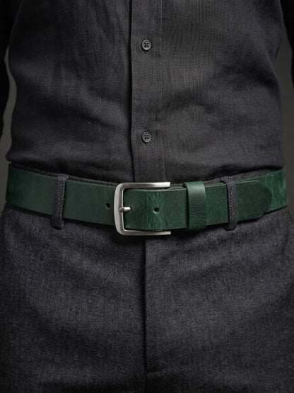 Pull Up Leather Belt 40MM Green