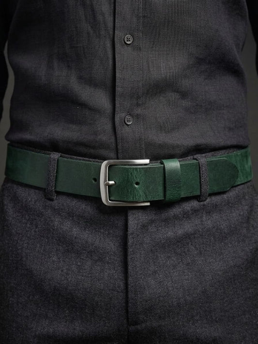 Pull Up Leather Belt 40MM Green