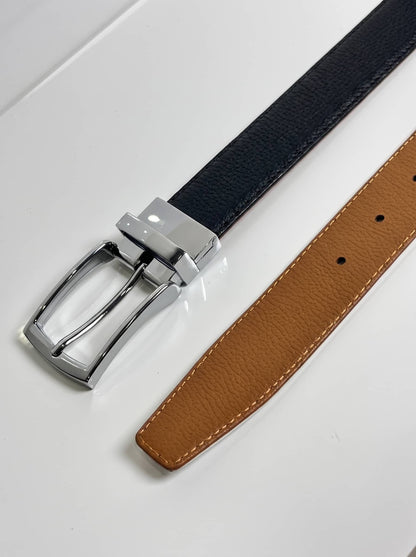 2-in-1 Natural Cow Leather Belt - Black & Camel