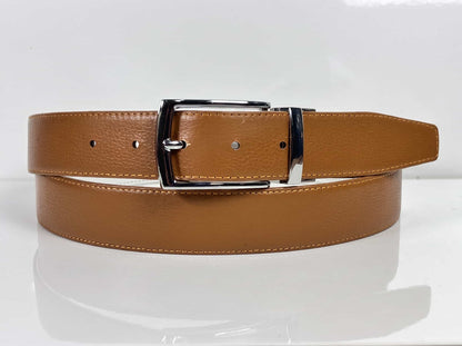 2-in-1 Natural Cow Leather Belt - Black & Camel